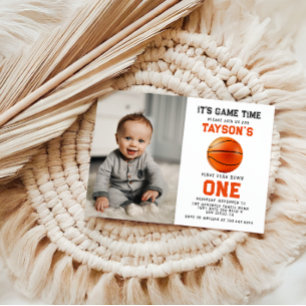 Basketball im ersten Jahr ab 1. Geburtstag Foto Einladung