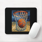 Basketball im Flug, der das Netz verschlingt Mousepad (Mit Mouse)