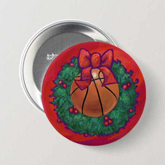 Basketball im Inneren des Weihnachtsschadens Button (Vorne & Hinten)