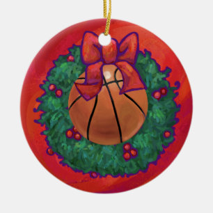 Basketball im Inneren des Weihnachtsschadens Keramikornament