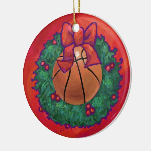 Basketball im Inneren des Weihnachtsschadens Keramikornament (Links)