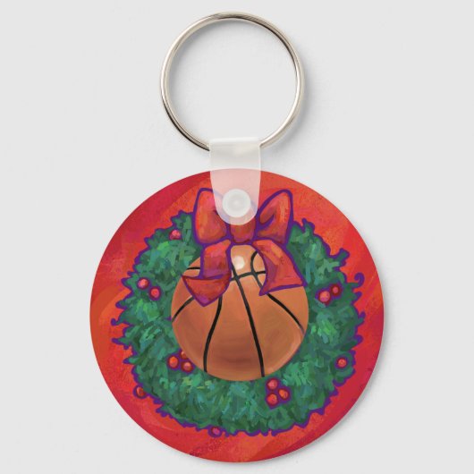 Basketball im Inneren des Weihnachtsschadens Schlüsselanhänger (Vorderseite)