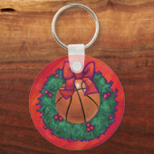 Basketball im Inneren des Weihnachtsschadens Schlüsselanhänger (Vorderseite)