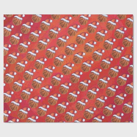 Basketball im Muster der Weihnachtsmannmütze Geschenkpapier (Flach)