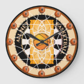 Basketball im Netz Große Wanduhr (Vorderseite)