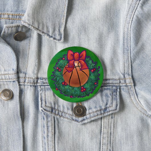 Basketball im Weihnachtskranz Button (Beispiel)