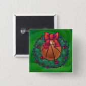 Basketball im Weihnachtskranz Button (Vorne & Hinten)