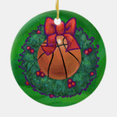 Basketball im Weihnachtskranz Keramik Ornament (Hinten)