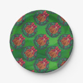 Basketball im Weihnachtskranz Pappteller (Vorderseite)