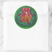 Basketball im Weihnachtskranz Runder Aufkleber (Tasche)