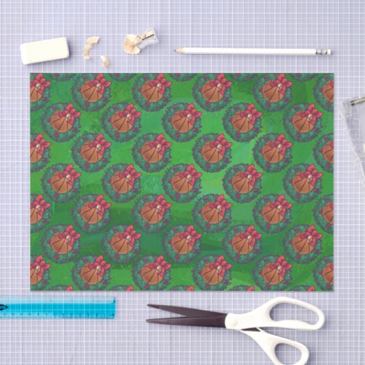 Basketball im Weihnachtskranz Seidenpapier (Handwerk)