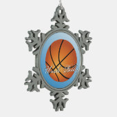 Basketball-Image 🏀 Monogram-Sonderaktion Schneeflocken Zinn-Ornament (Links)