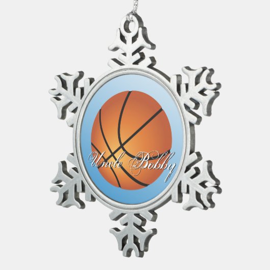 Basketball-Image 🏀 Monogram-Sonderaktion Schneeflocken Zinn-Ornament (Rechts)