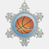 Basketball-Image 🏀 Monogram-Sonderaktion Schneeflocken Zinn-Ornament (Vorderseite)