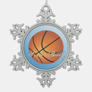 Basketball-Image 🏀 Monogram-Sonderaktion Schneeflocken Zinn-Ornament