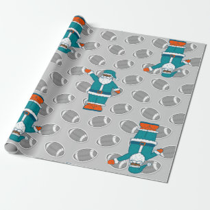 Basketball in aquamarin-orangefarbenem Weihnachtsm Geschenkpapier