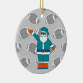 Basketball in aquamarin-orangefarbenem Weihnachtsm Keramik Ornament (Rechts)