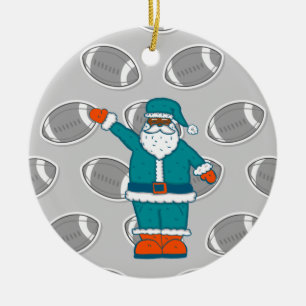 Basketball in aquamarin-orangefarbenem Weihnachtsm Keramik Ornament