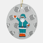 Basketball in aquamarin-orangefarbenem Weihnachtsm Keramik Ornament (Links)