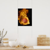 Basketball in Brand (digitaler Verbundwerkstoff) Poster (Küche)