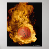 Basketball in Brand (digitaler Verbundwerkstoff) Poster (Vorne)