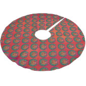 Basketball in Holly Wreath Pattern auf Rot Polyester Weihnachtsbaumdecke (Schrägansicht)