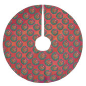 Basketball in Holly Wreath Pattern auf Rot Polyester Weihnachtsbaumdecke (Vorderseite)