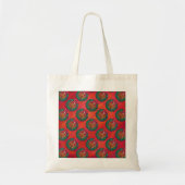 Basketball in Holly Wreath Pattern auf Rot Tragetasche (Vorne)