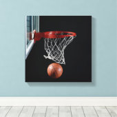 Basketball in Hoop Leinwanddruck (Insitu (Holzboden))