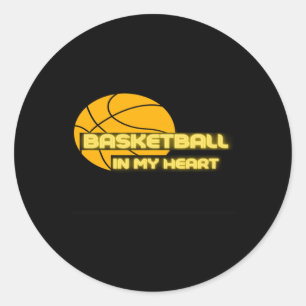 Basketball in meinem Herzen Funny S - Geschenk für Runder Aufkleber