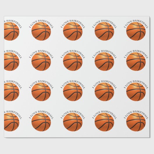 Basketball in orangefarbenem, schwarzem Leder Geschenkpapier (Flach)