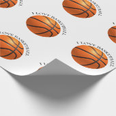 Basketball in orangefarbenem, schwarzem Leder Geschenkpapier (Ecke)