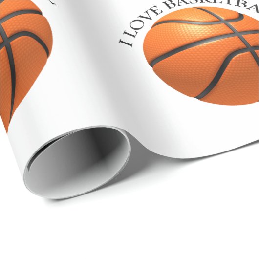 Basketball in orangefarbenem, schwarzem Leder Geschenkpapier (Rolleneckpunkt)