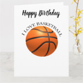 Basketball in orangefarbenem, schwarzem Leder Karte (Gelbe Blume)