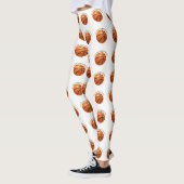 Basketball in orangefarbenem, schwarzem Leder Leggings (Links)