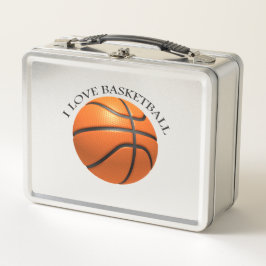 Basketball in orangefarbenem, schwarzem Leder Metall Lunch Box