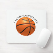 Basketball in orangefarbenem, schwarzem Leder Mousepad (Mit Mouse)