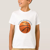Basketball in orangefarbenem, schwarzem Leder T-Shirt (Vorderseite)