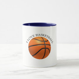 Basketball in orangefarbenem, schwarzem Leder Tasse