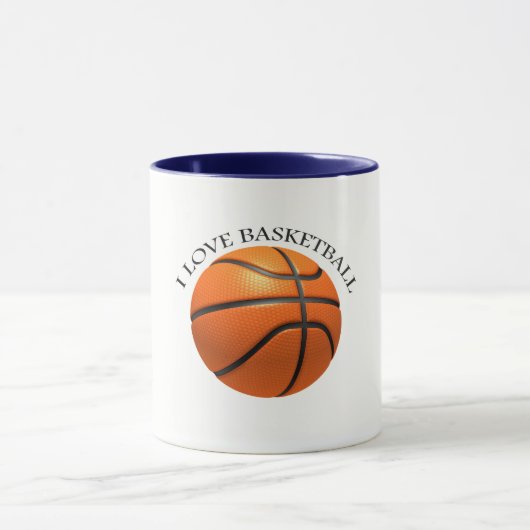 Basketball in orangefarbenem, schwarzem Leder Tasse (Zentrum)