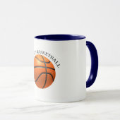 Basketball in orangefarbenem, schwarzem Leder Tasse (VorderseiteRechts)