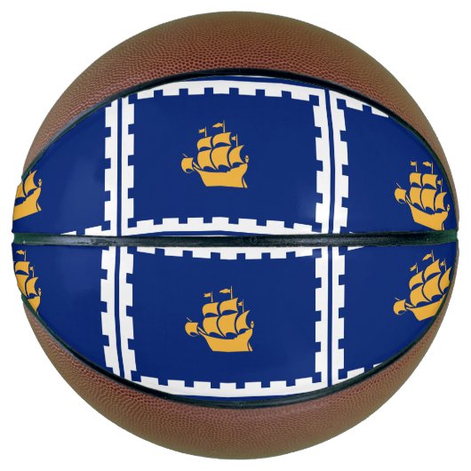 Basketball in Originalgröße mit der Flagge von Qué (Vorderseite)