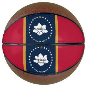 Basketball in Originalgröße mit Flagge von Mississ