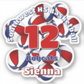 Basketball in Rot-Blau Aufkleber (Vorderseite)