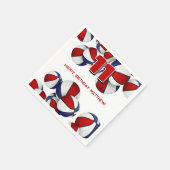 Basketball in Rot-Weiß Kinder sportlich Party Serviette (Ecke)