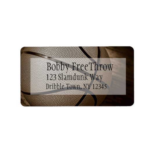 Basketball in Sepia Address Labels Adressaufkleber (Vorne)