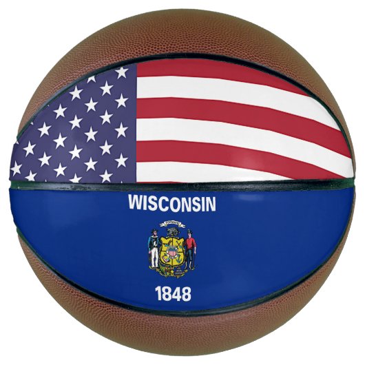 Basketball in Vollgröße mit Flagge des Wisconsin-S (Vorderseite)