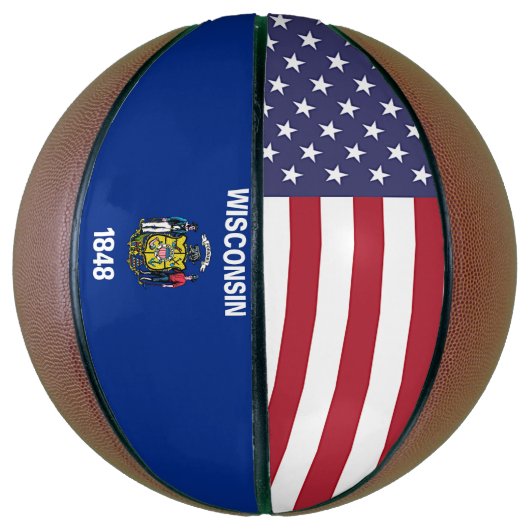 Basketball in Vollgröße mit Flagge des Wisconsin-S (Vertikal)