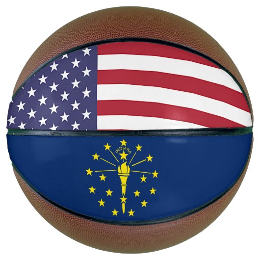 Basketball in Vollgröße mit Flagge von Indiana, US (Vorderseite)