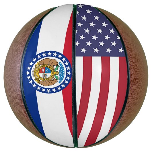 Basketball in Vollgröße mit Flagge von Missouri US (Vertikal)